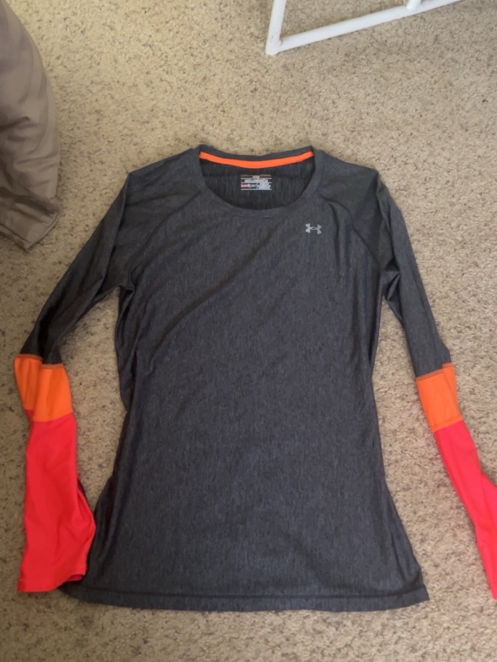 Under Armour Charcoal Long Sleeve Training Top with Orange & Pink Accents